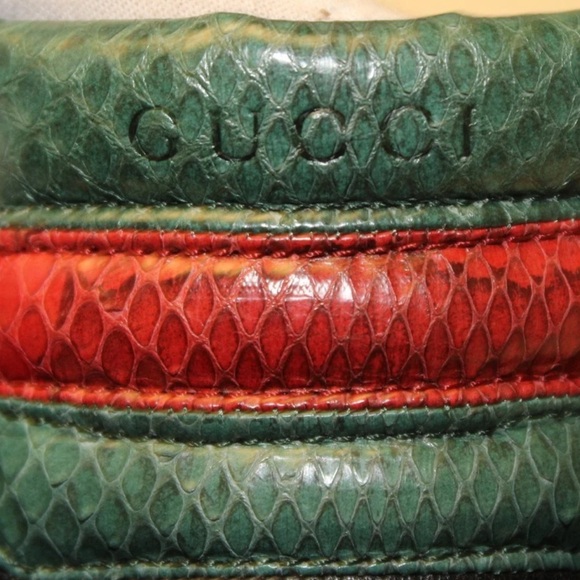 NWT Gucci Men’s Black and Green Snakeskin & Leather Sneakers 368423 - US Sz 10.5 - Picture 11 of 16